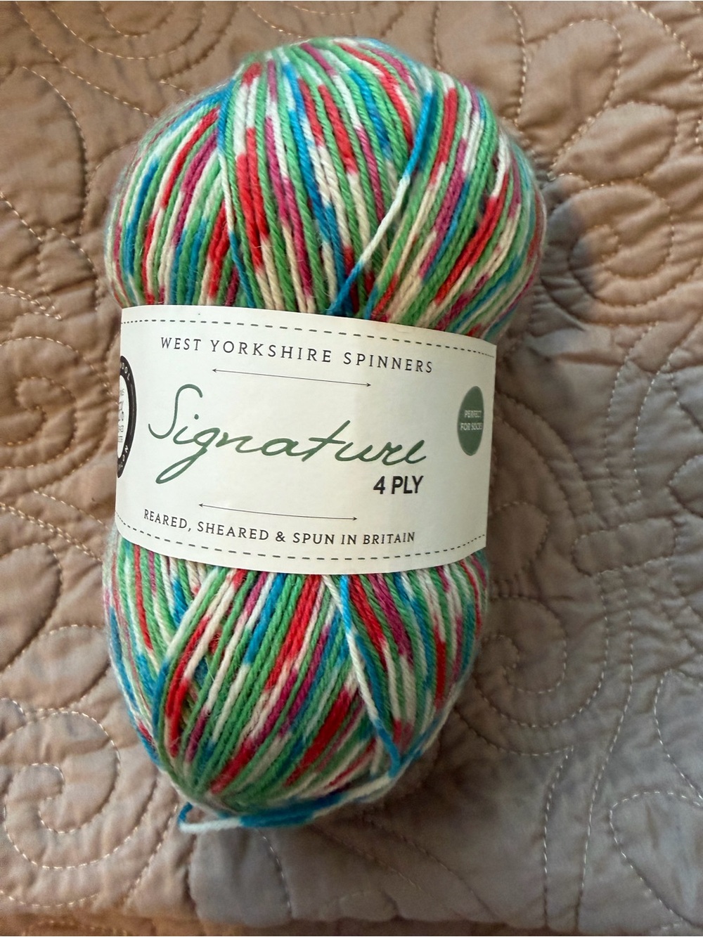 Signature 4 Ply Multicolor Yarn - Cream, Green, Red, Blue